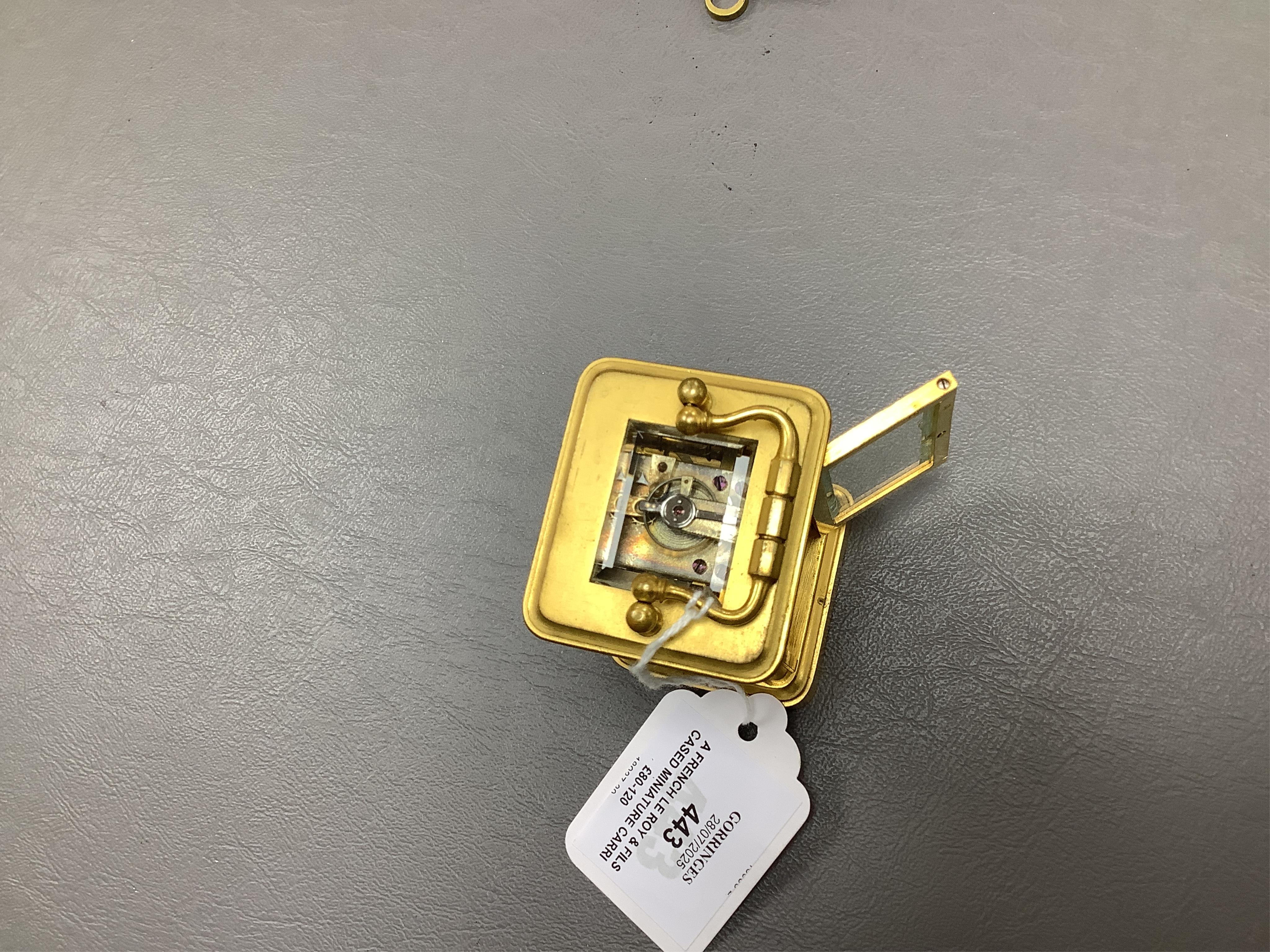 A French Le Roy & Fils cased miniature carriage timepiece, 9.5cm high